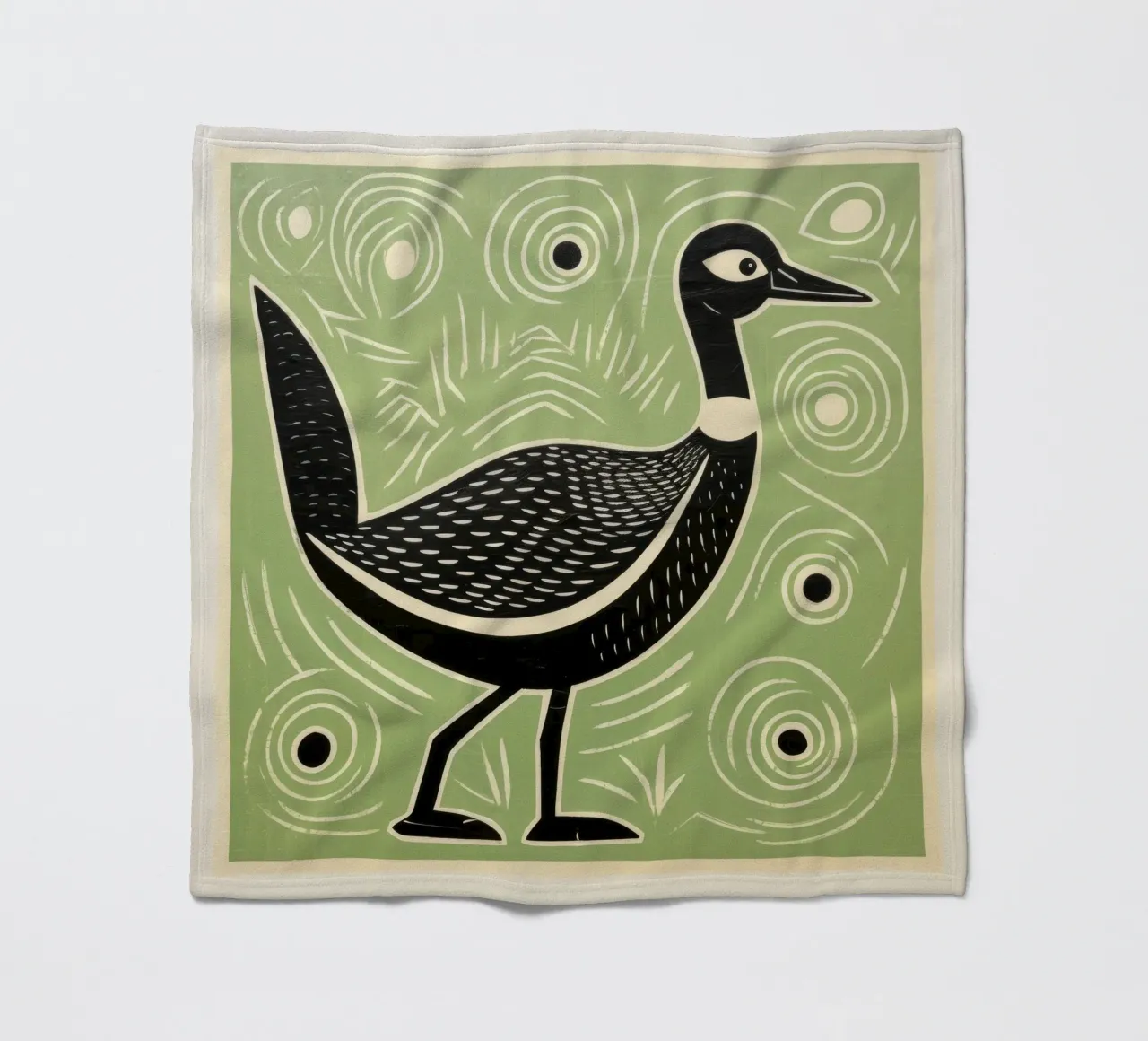 Green Goose 2 fleece blanket by Minimal Animal Art