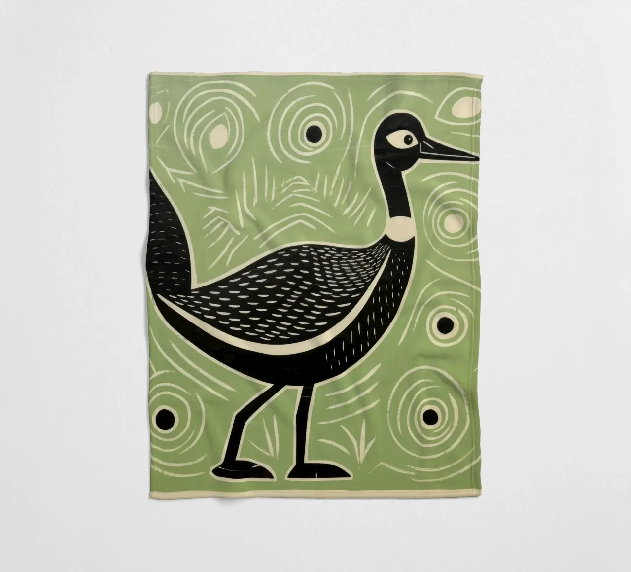 Green Goose 2 fleece blanket by Minimal Animal Art