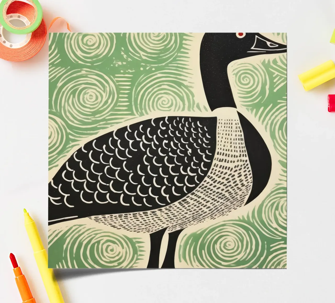 Green Goose 3 sticker sheet by Minimal Animal Art
