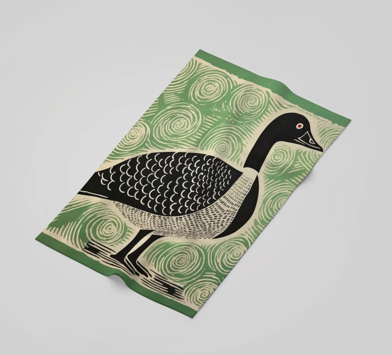 Green Goose 3 beach towel by Minimal Animal Art