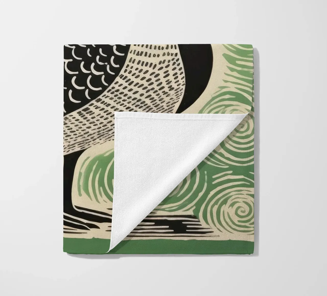 Green Goose 3 beach towel by Minimal Animal Art