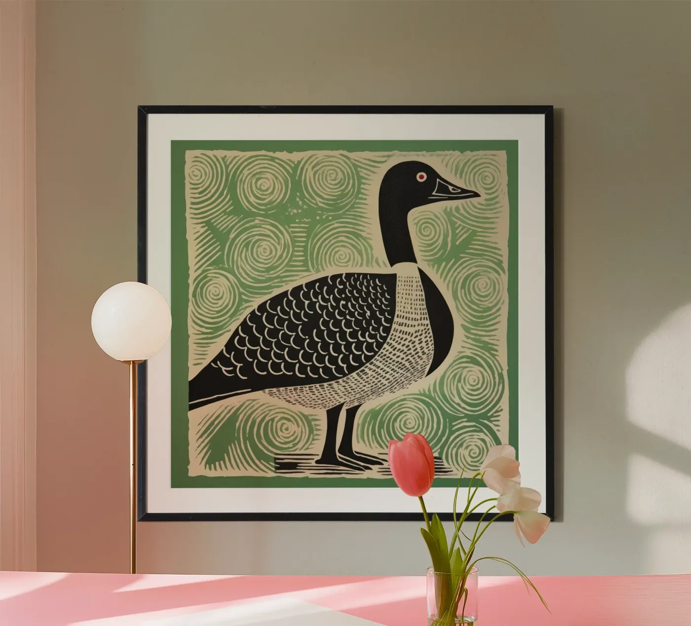 Green Goose poster da Minimal Animal Art