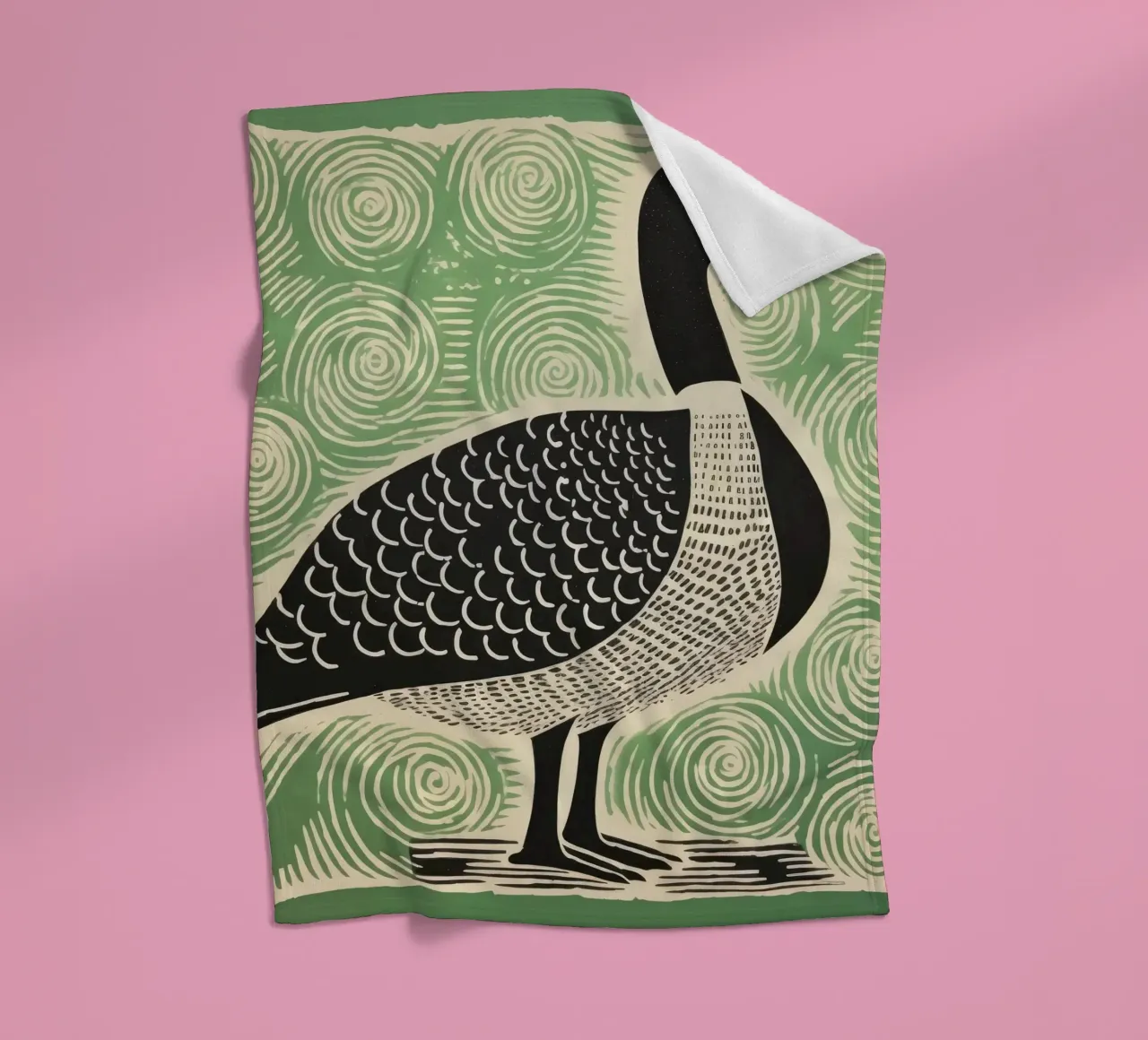 Green Goose 3 fleece blanket by Minimal Animal Art