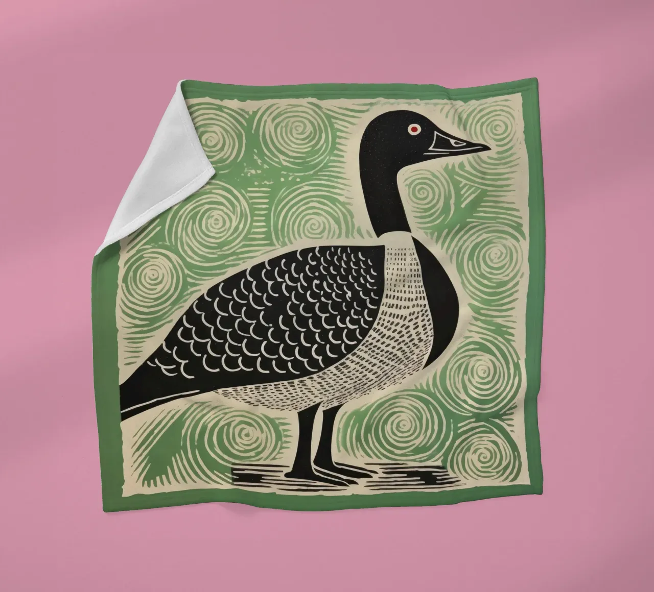 Green Goose 3 fleece blanket by Minimal Animal Art