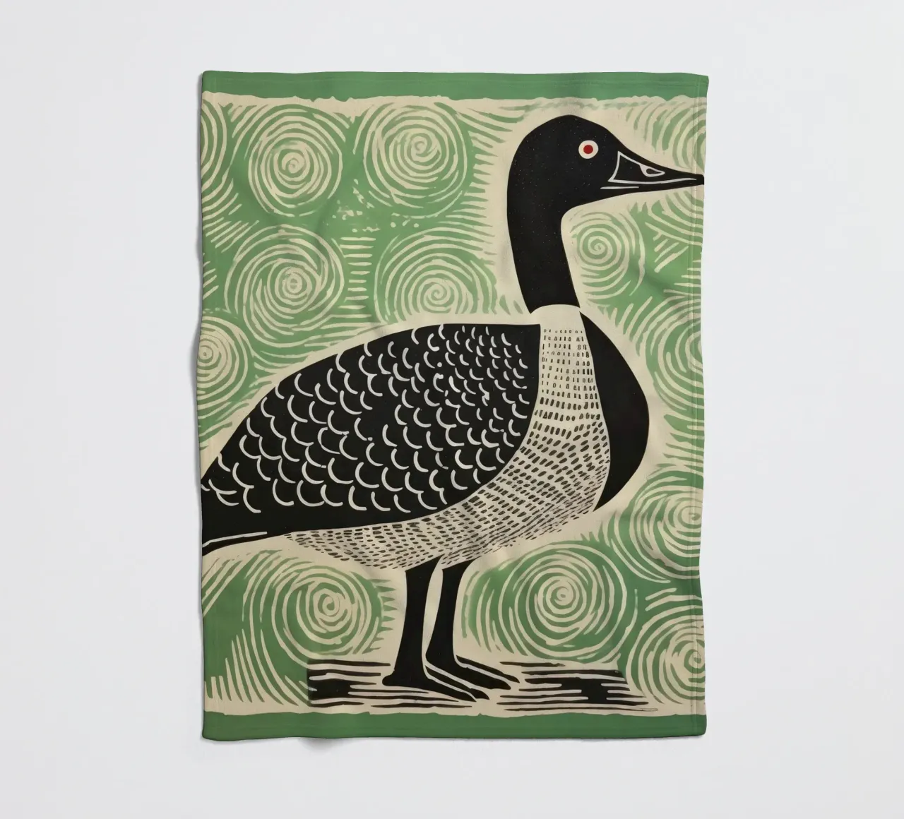 Green Goose 3 fleece blanket by Minimal Animal Art