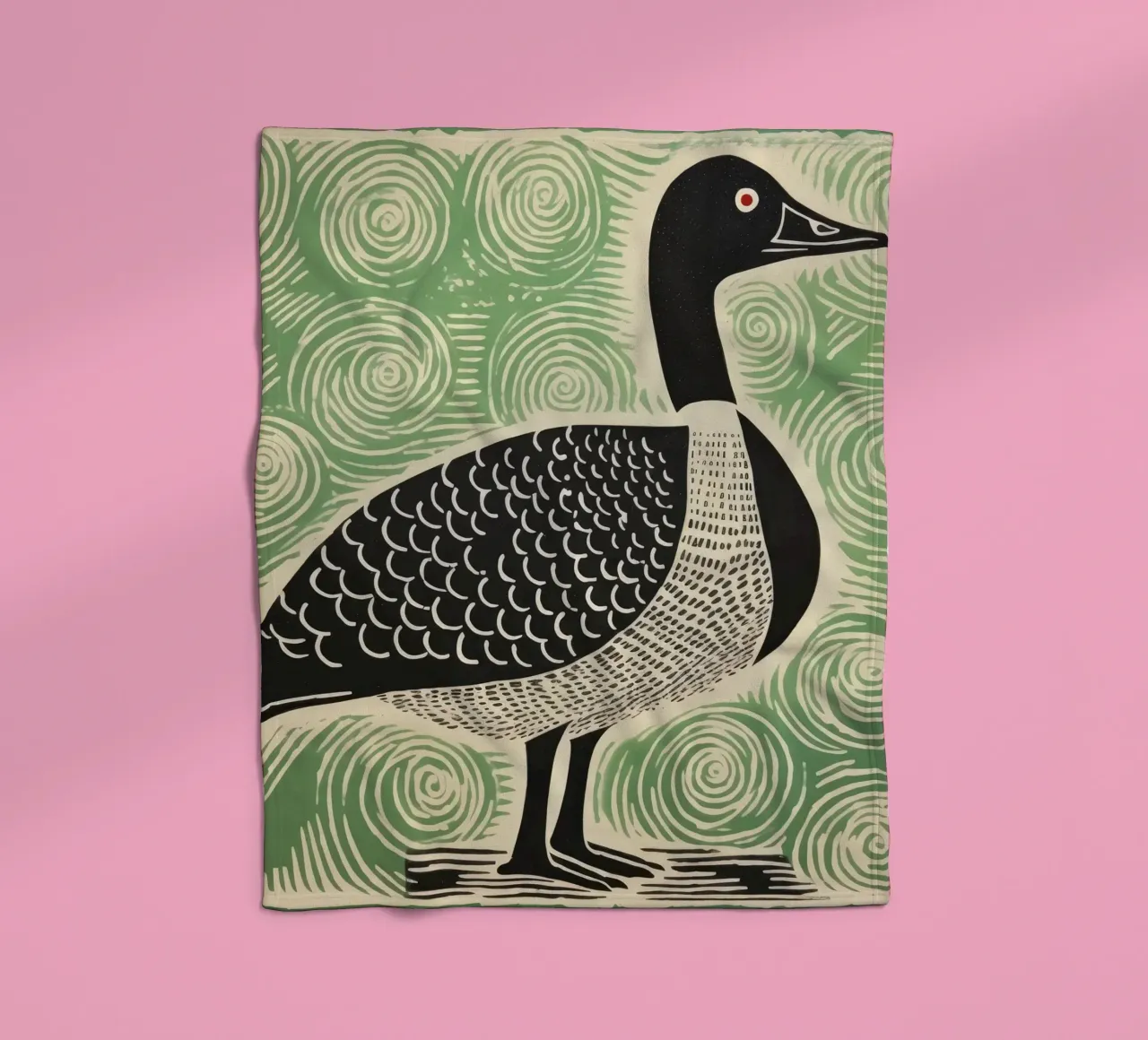 Green Goose 3 fleece blanket by Minimal Animal Art