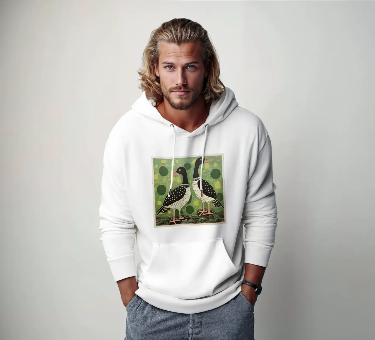 Oca verde 4 felpa con cappuccio da Minimal Animal Art