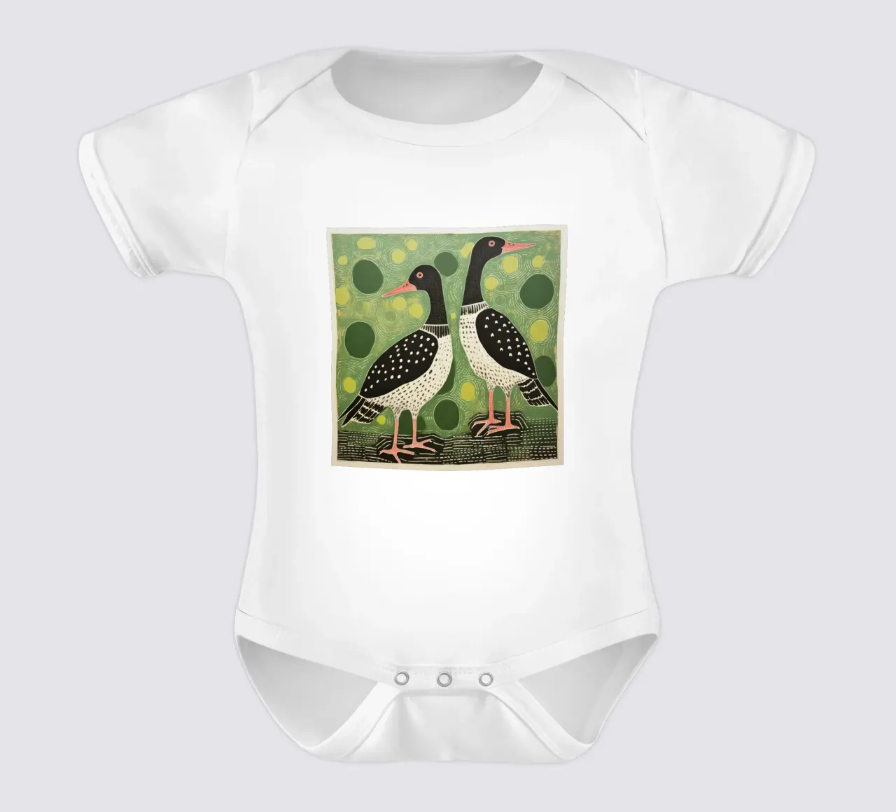 Groene Gans 4 babyrompertje korte mouwen van Minimal Animal Art