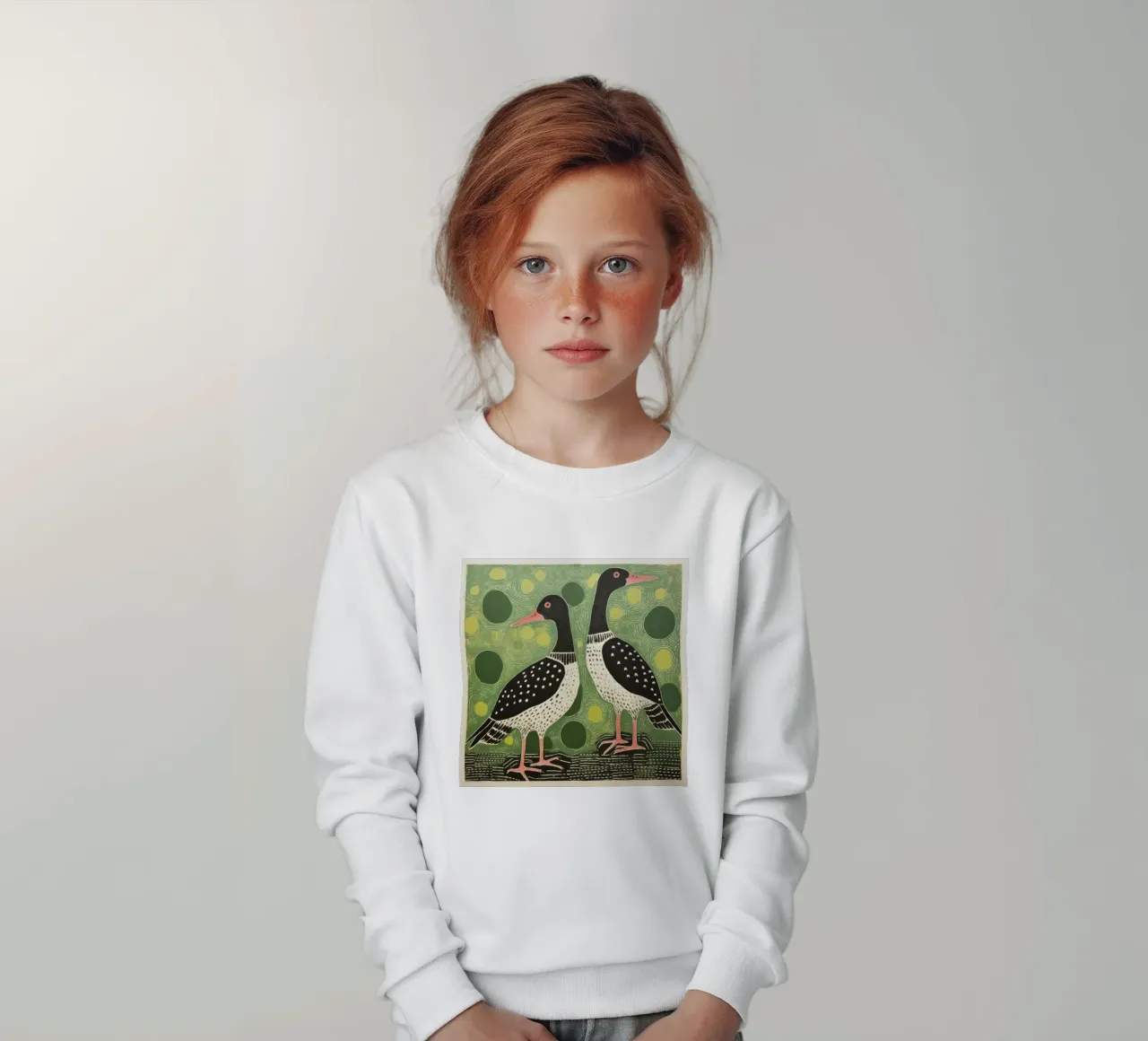 Oca verde 4 felpa bambino da Minimal Animal Art