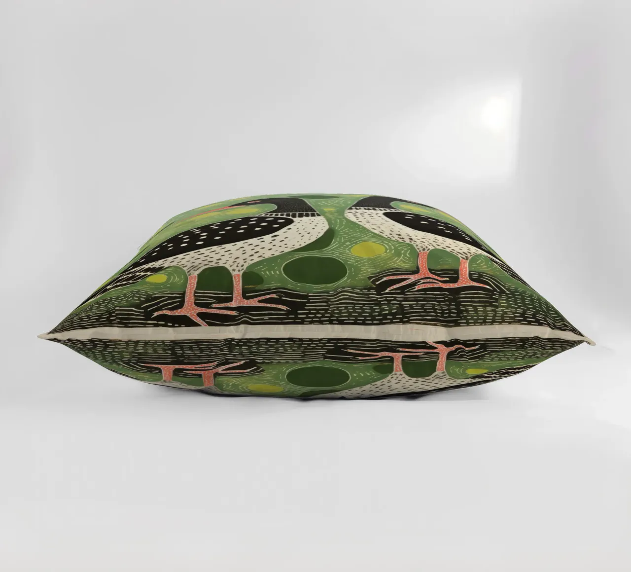 Green Goose 4 decorative cushion by Minimal Animal Art