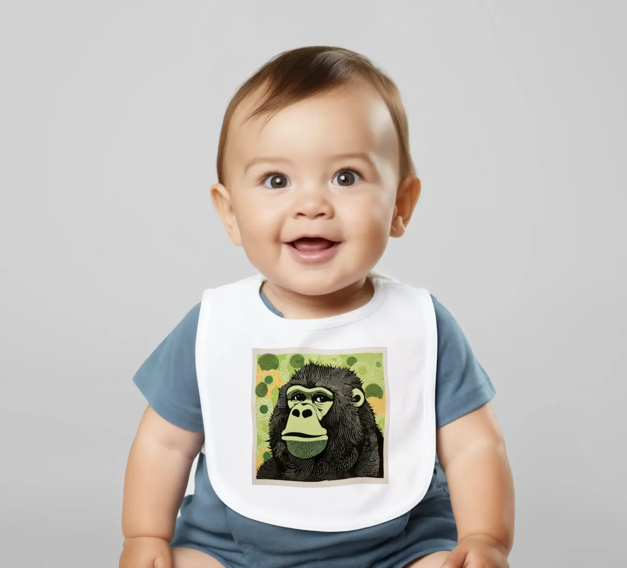 Gorilla Verde 1 bavaglino da Minimal Animal Art