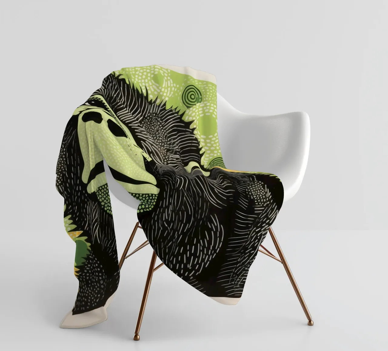 Gorilla Verde 1 coperta in pile da Minimal Animal Art