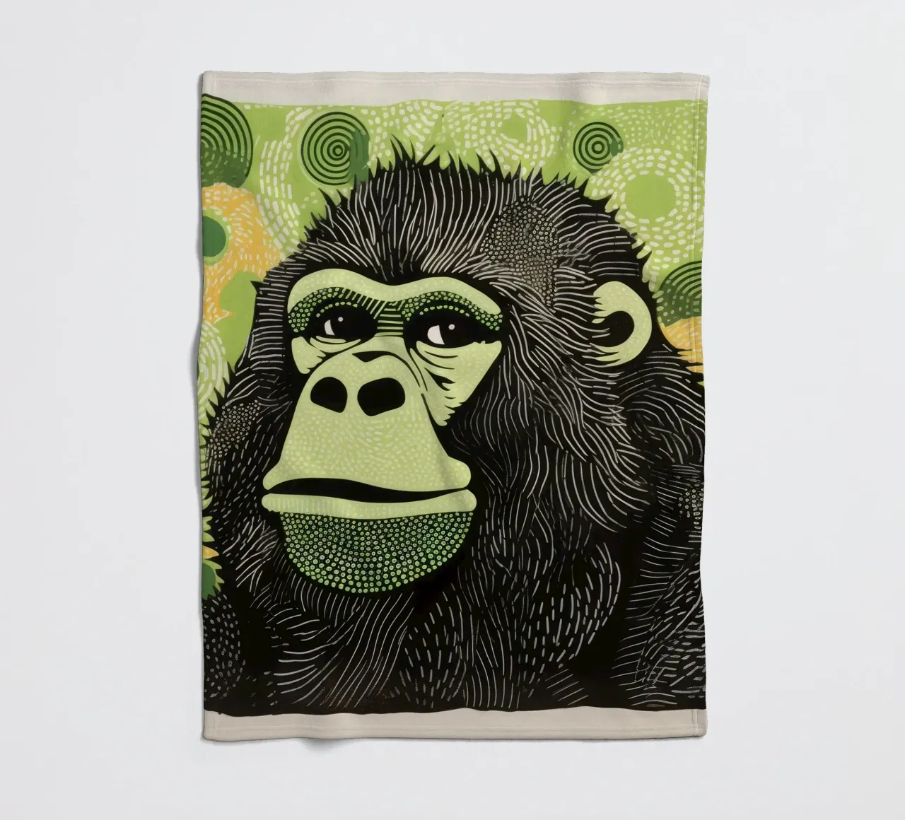 Gorilla Verde 1 coperta in pile da Minimal Animal Art