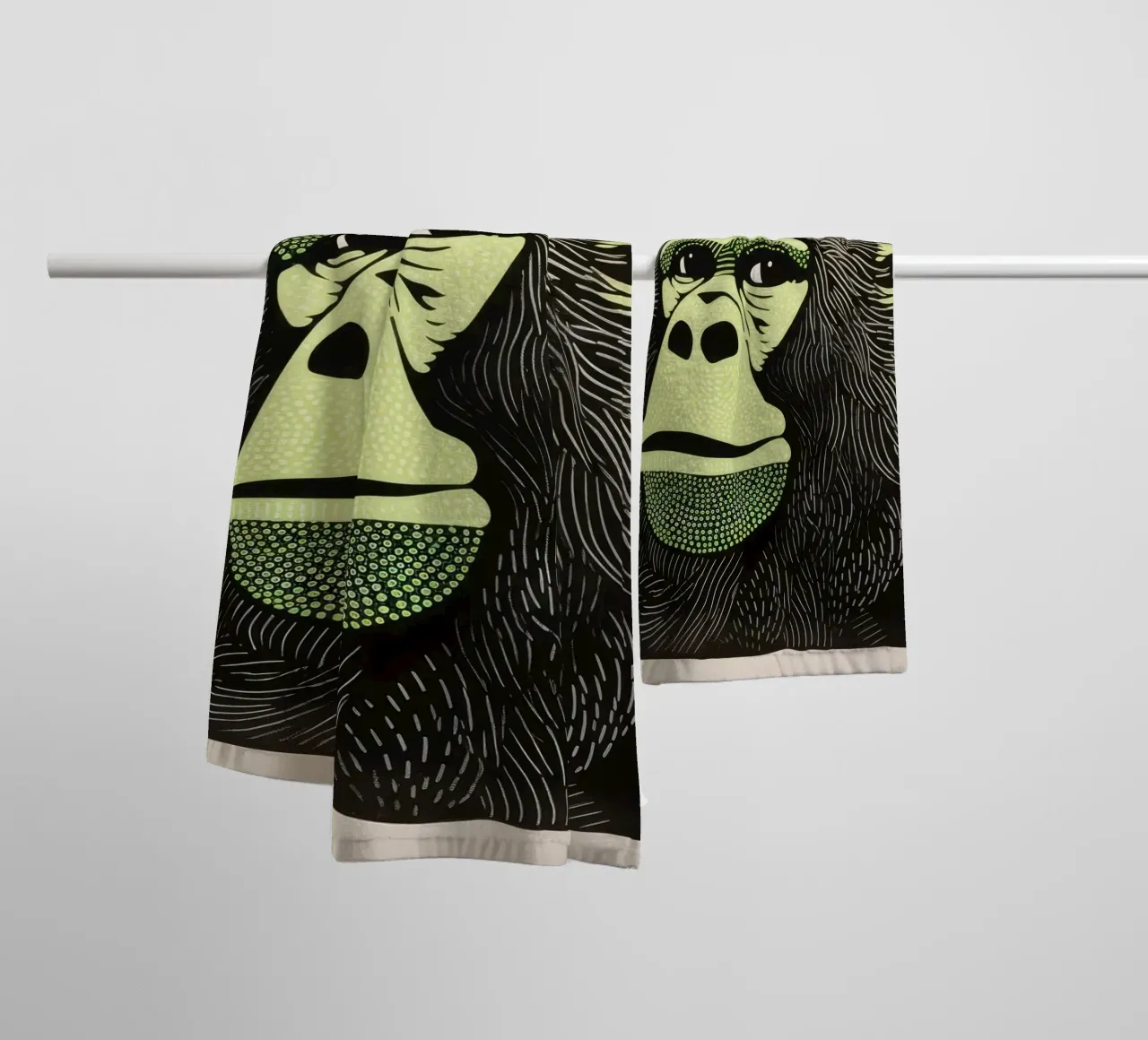 Gorilla Verde 1 asciugamano da bagno da Minimal Animal Art