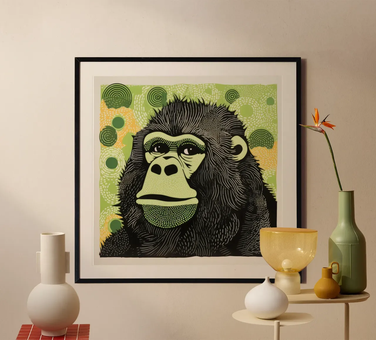 Gorilla Verde 1 carta hahnemühle da Minimal Animal Art