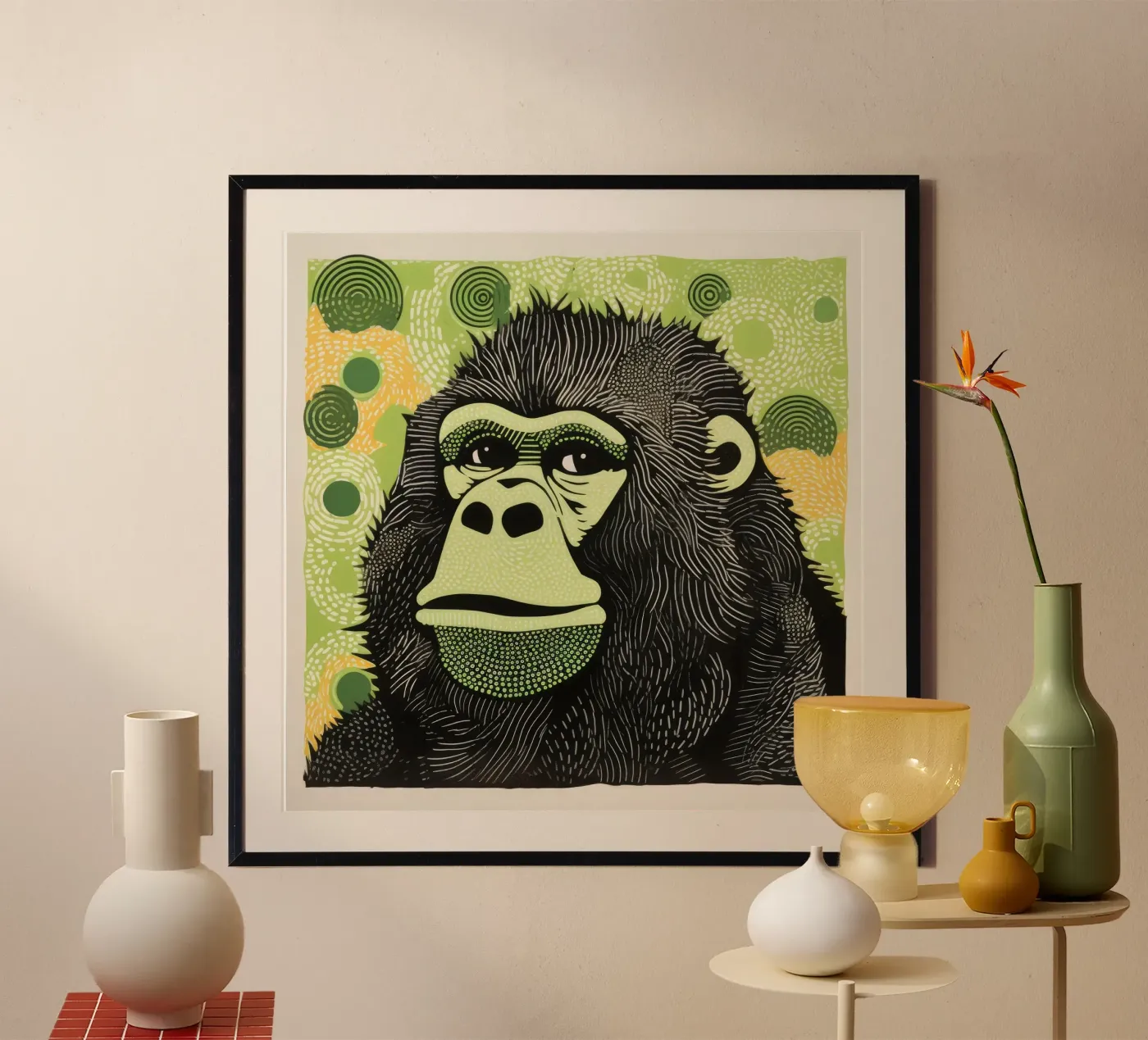 Gorille vert poster de Minimal Animal Art