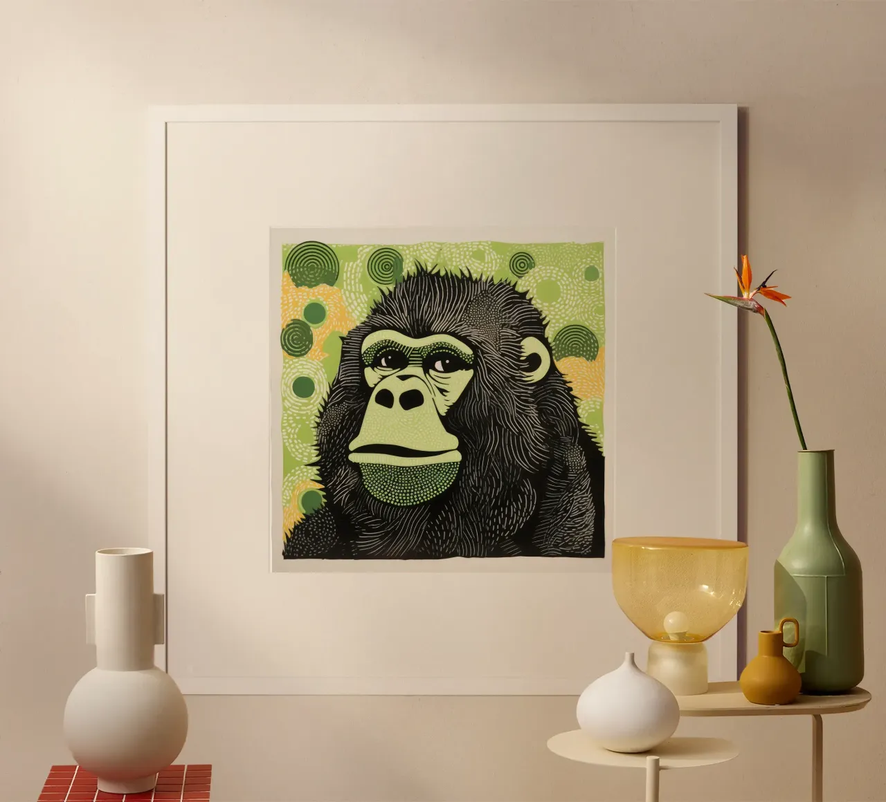 Gorilla verde poster da Minimal Animal Art