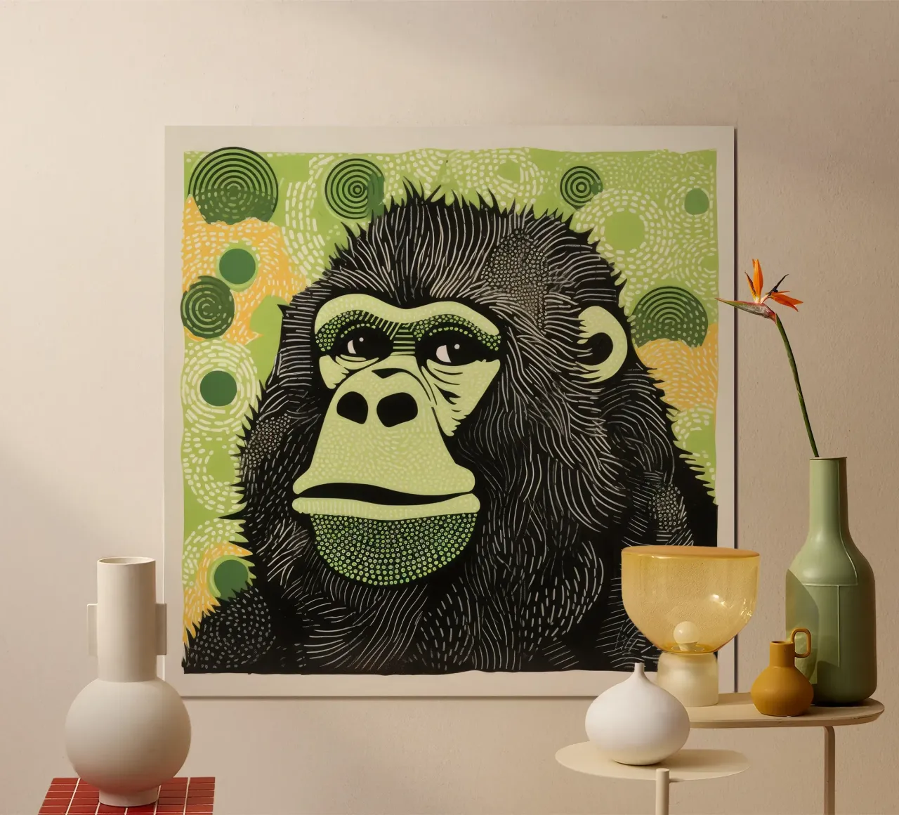 Gorilla Verde 1 carta hahnemühle da Minimal Animal Art