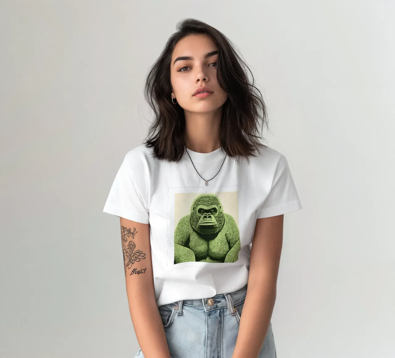 Gorilla Verde 2 t-shirt da Minimal Animal Art