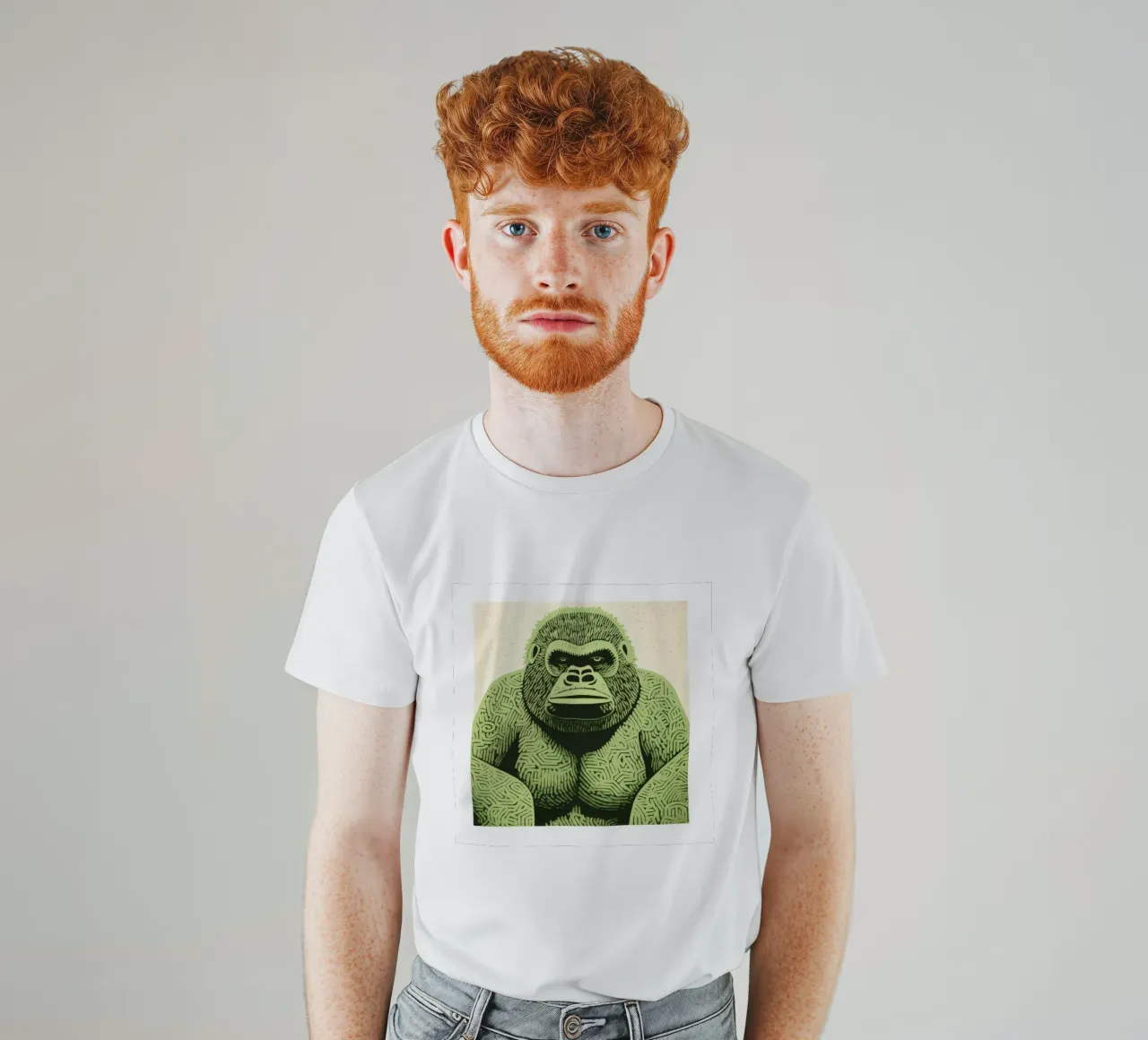 Gorilla Verde 2 t-shirt da Minimal Animal Art
