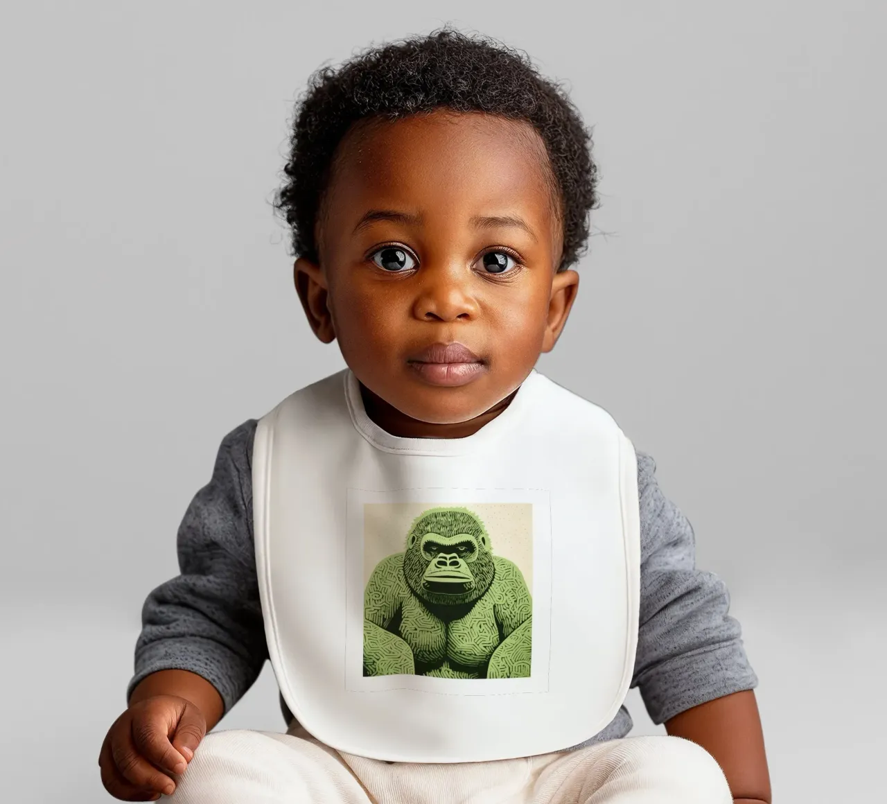 Gorilla Verde 2 bavaglino da Minimal Animal Art