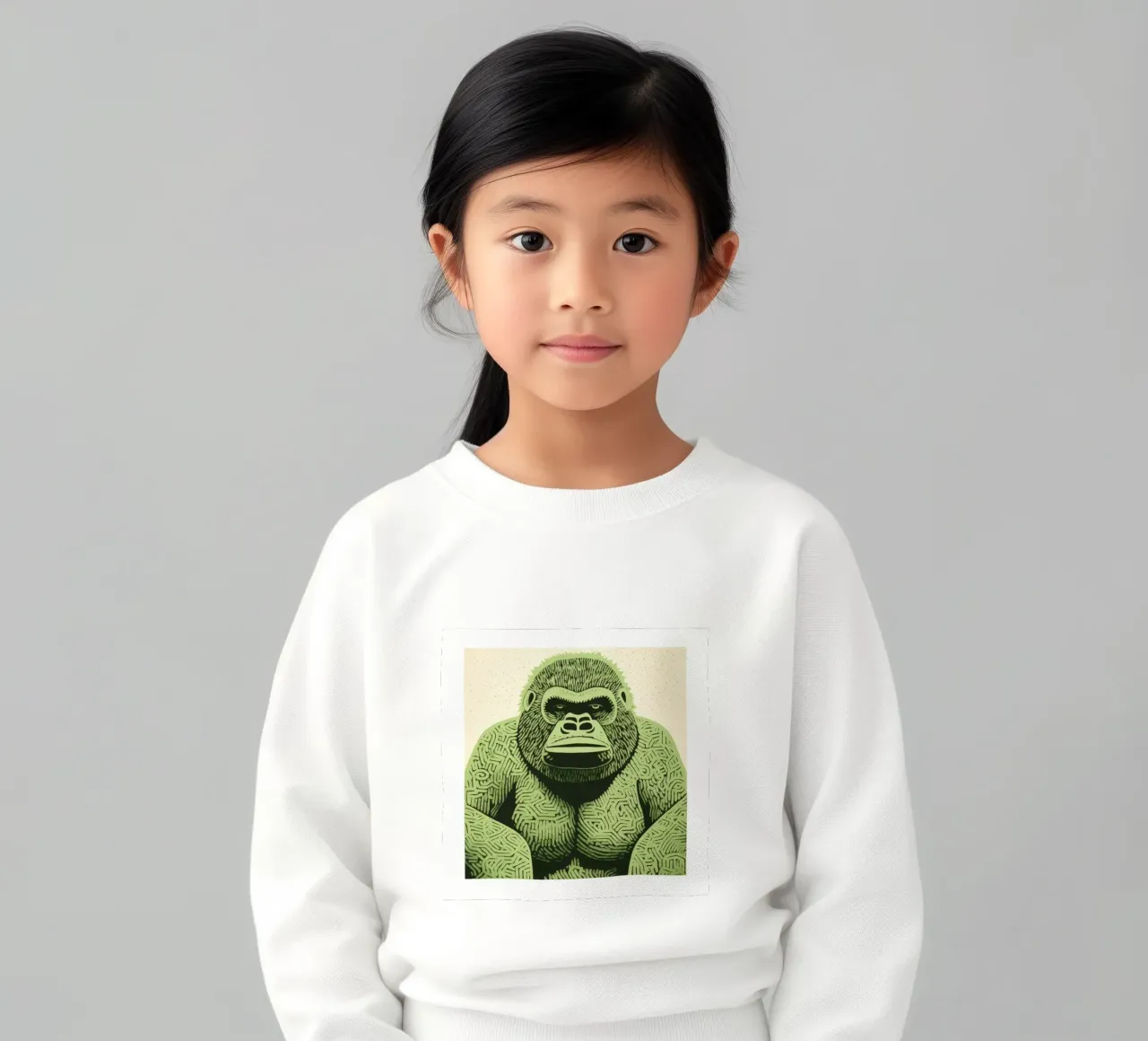 Gorilla Verde 2 felpa bambino da Minimal Animal Art