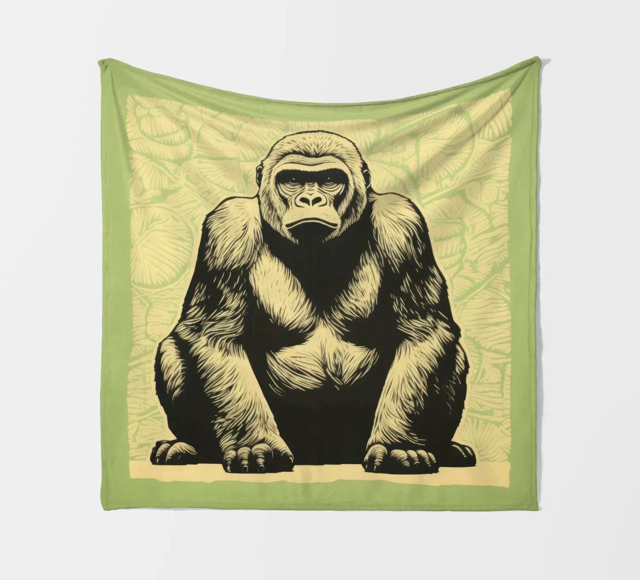 Groene Gorilla 3 fleecedeken van Minimal Animal Art