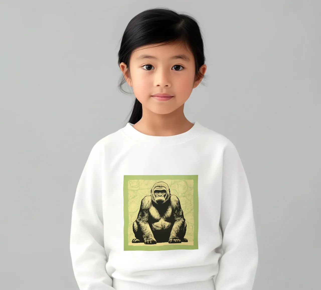 Gorilla Verde 3 felpa bambino da Minimal Animal Art
