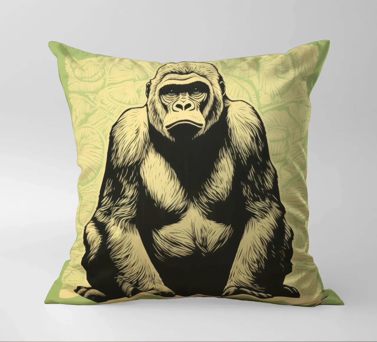 Grüner Gorilla 3 Kissen von Minimal Animal Art