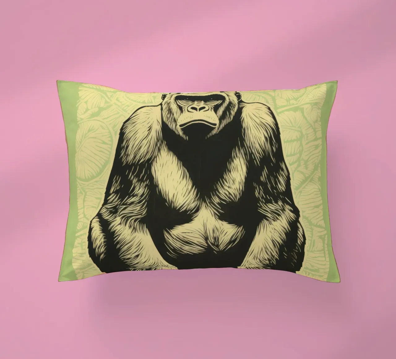 Grüner Gorilla 3 Kissen von Minimal Animal Art