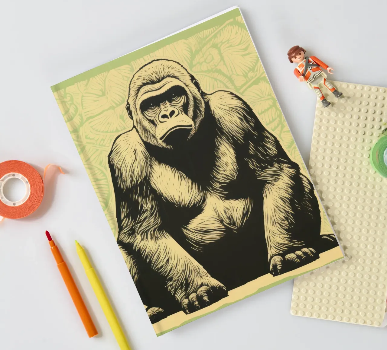 Grüner Gorilla 3 Notizbuch von Minimal Animal Art