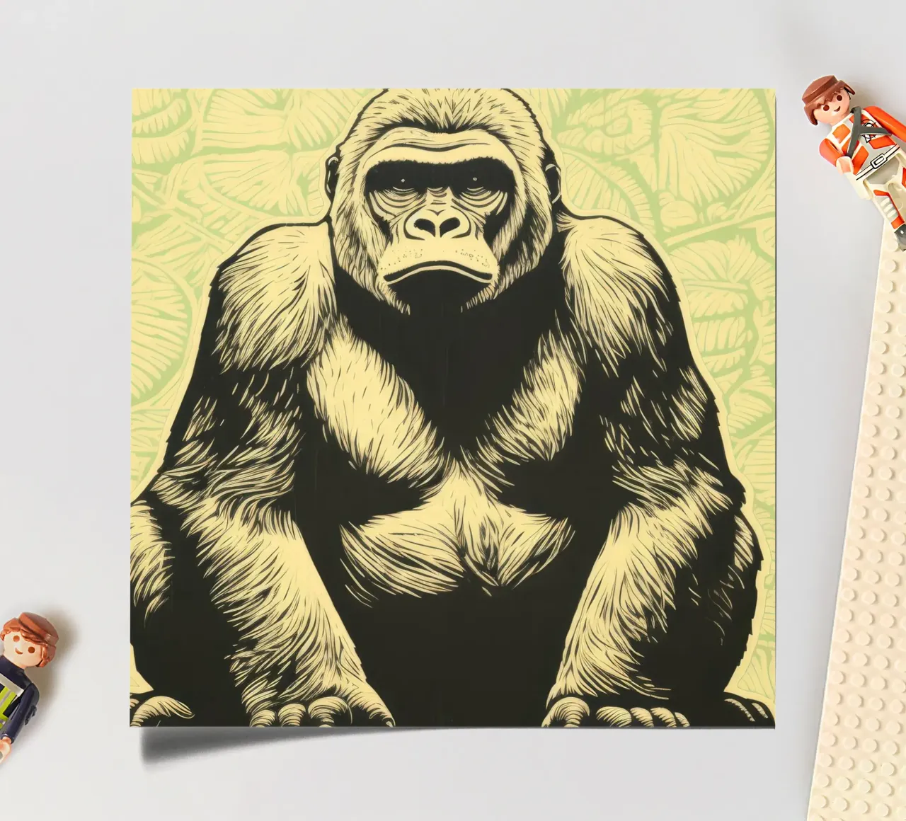 Groene Gorilla 3 stickervel van Minimal Animal Art