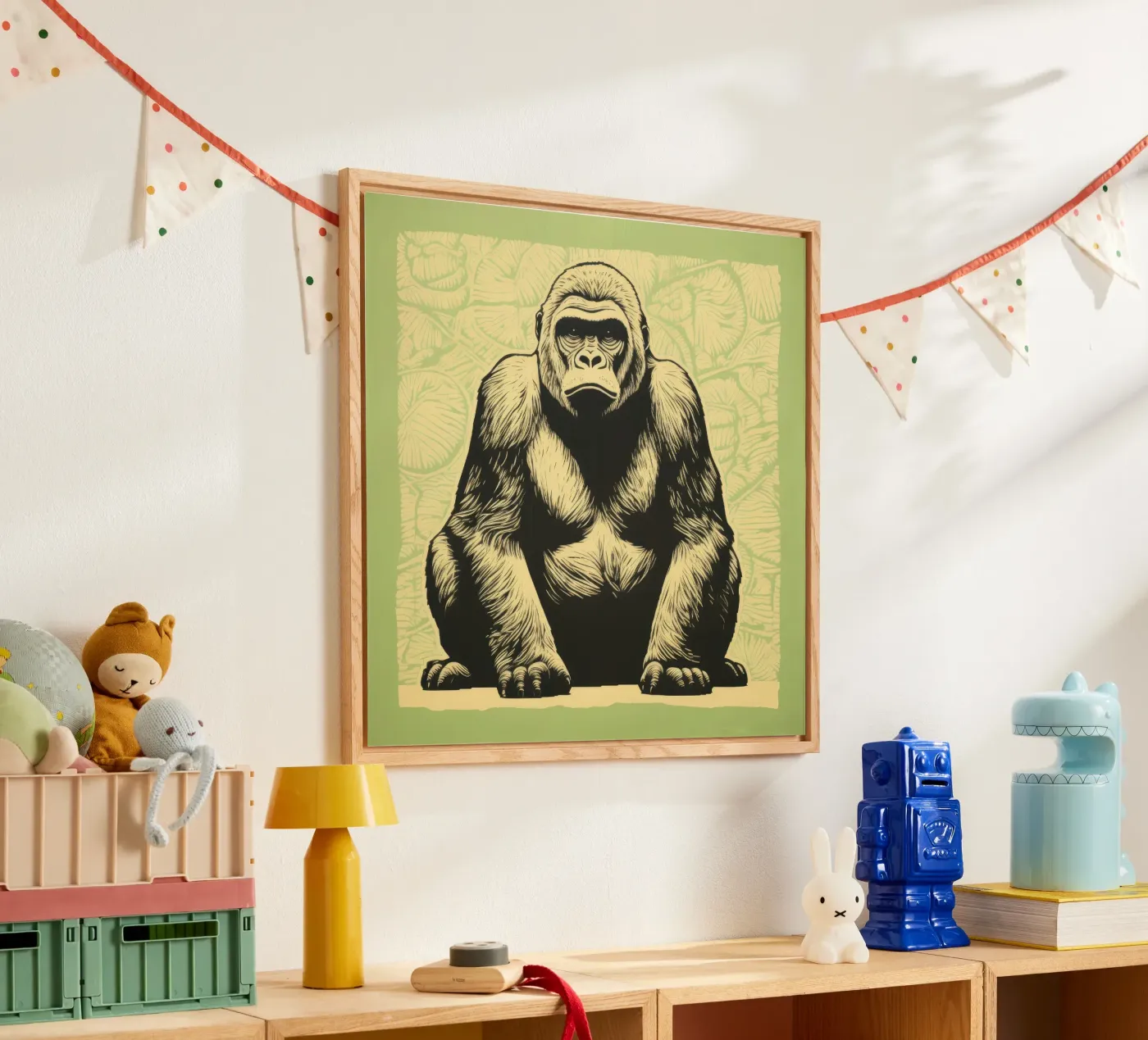 Green Gorilla Acryl-Glas von Minimal Animal Art