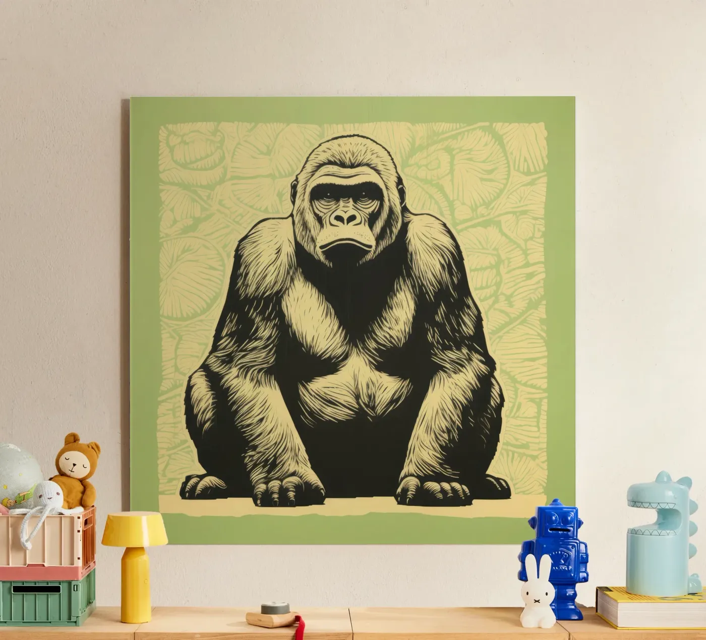 Green Gorilla Acryl-Glas von Minimal Animal Art