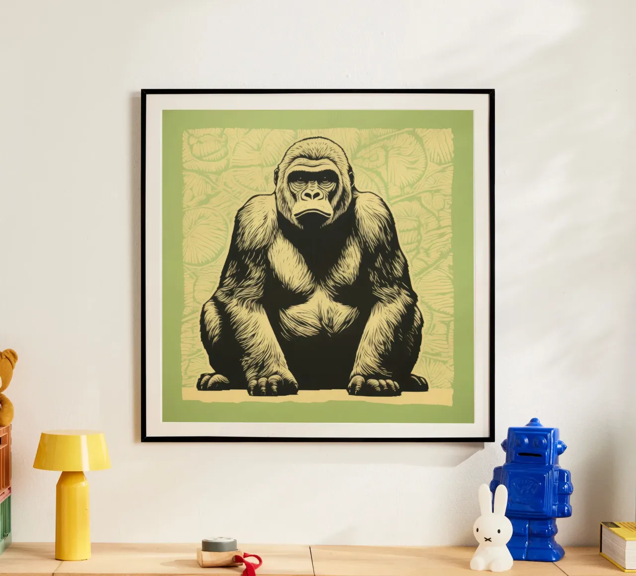 Gorilla verde poster da Minimal Animal Art