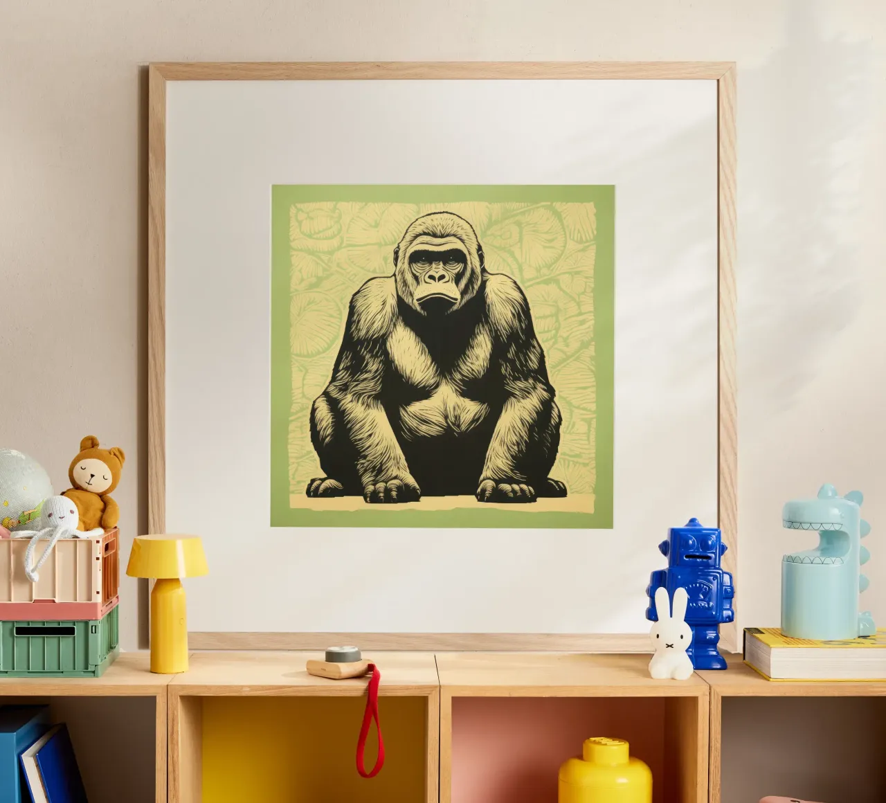 Gorilla verde poster da Minimal Animal Art