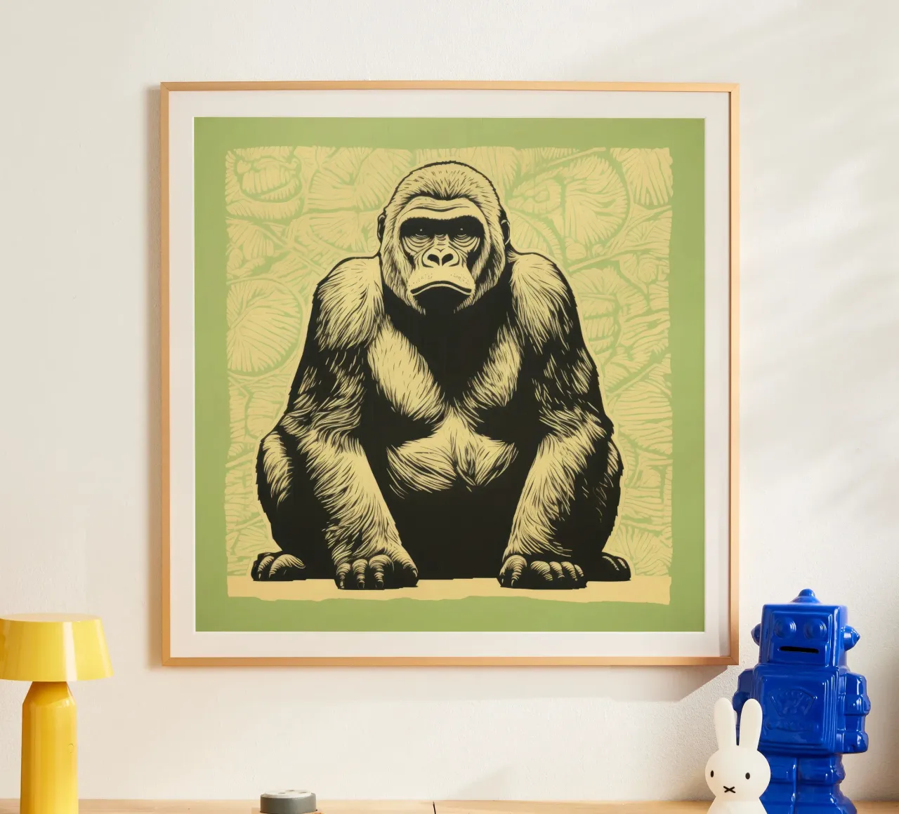 Gorilla verde poster da Minimal Animal Art