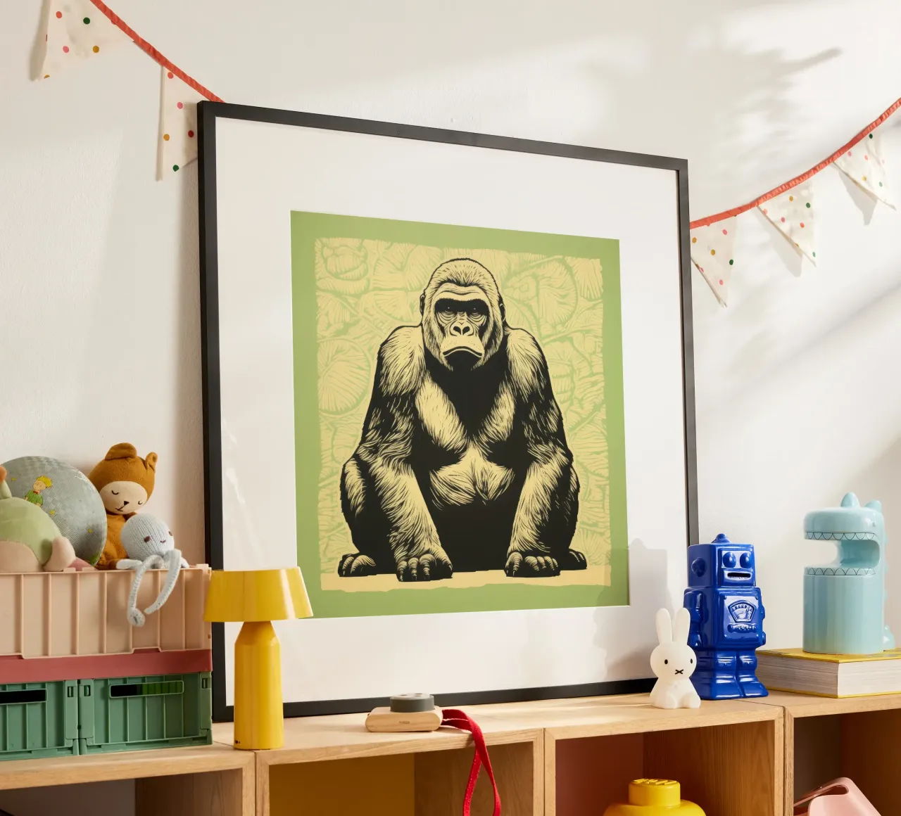 Gorilla verde poster da Minimal Animal Art