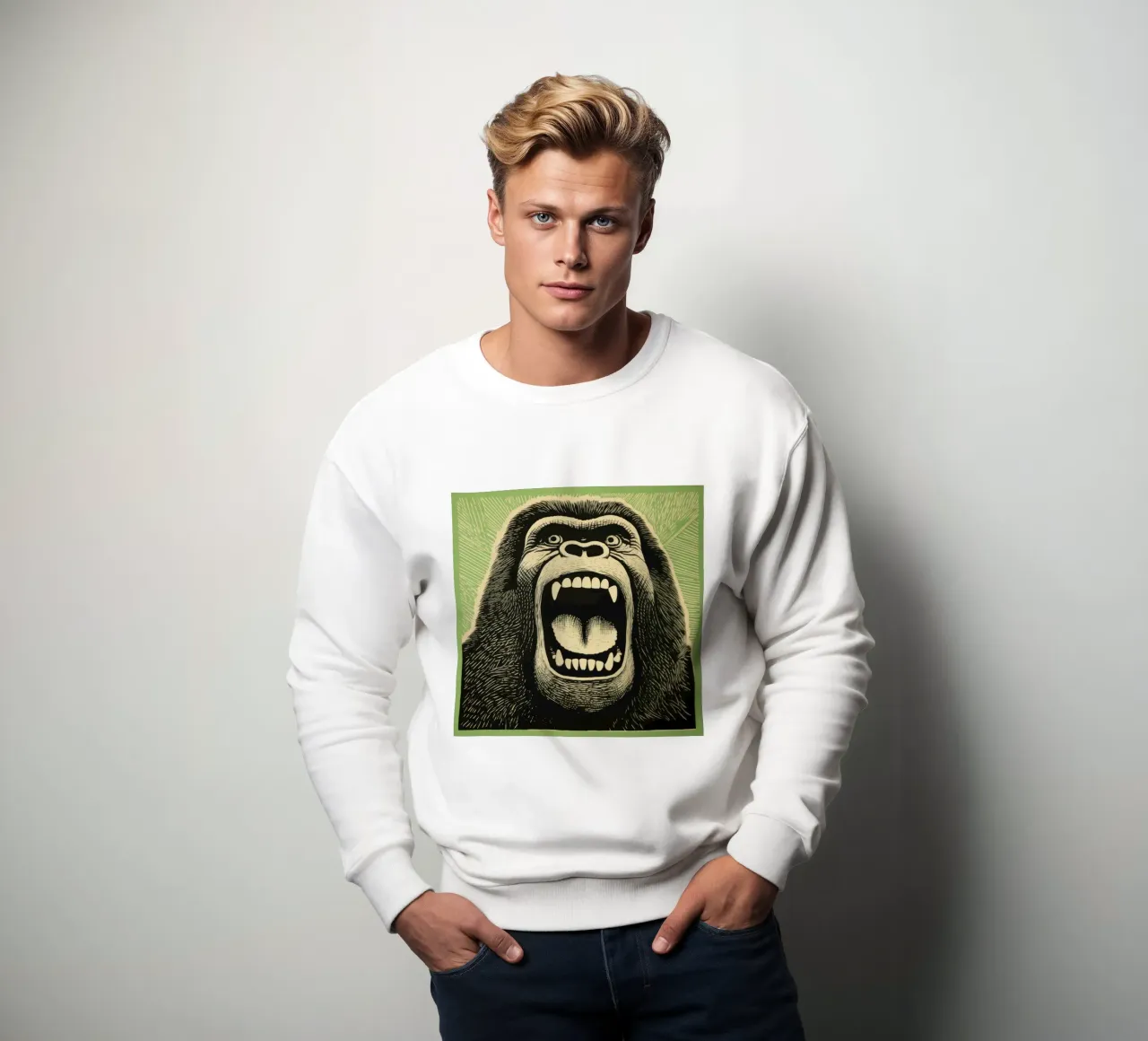 Gorilla Verde 4 felpa da Minimal Animal Art
