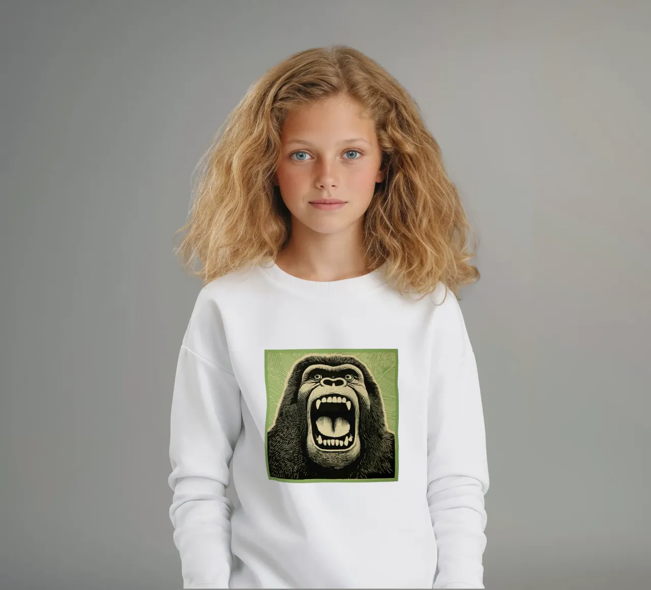 Gorilla Verde 4 felpa bambino da Minimal Animal Art
