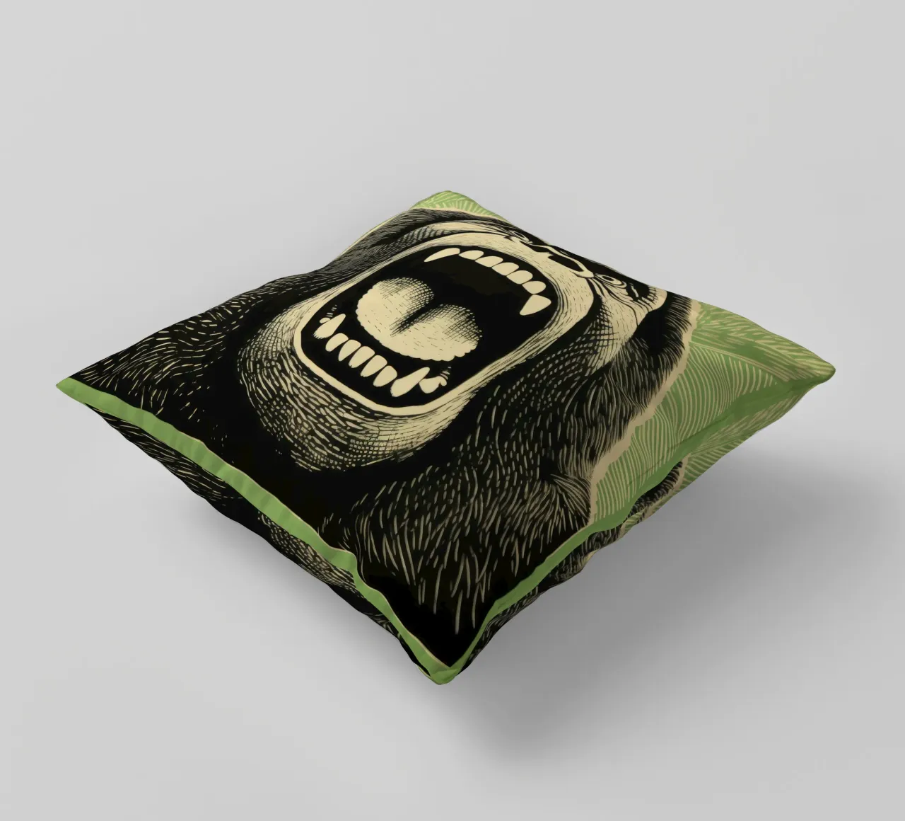 Gorilla Verde 4 cuscino da Minimal Animal Art