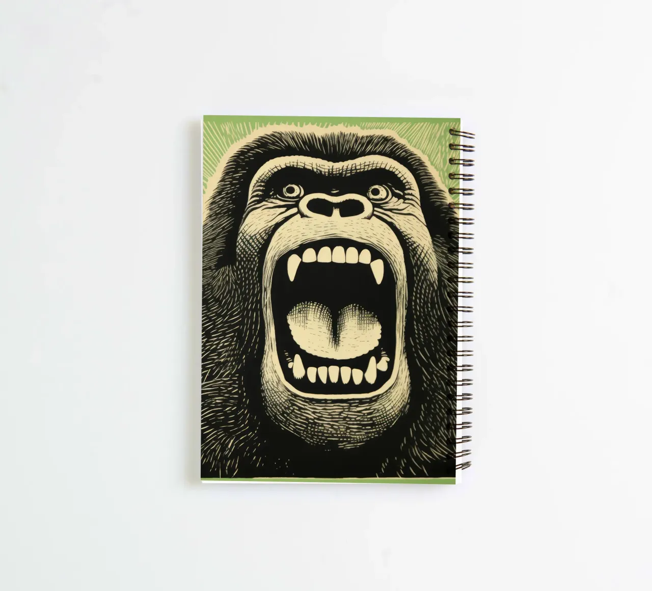 Green Gorilla 4 spiral notebook by Minimal Animal Art