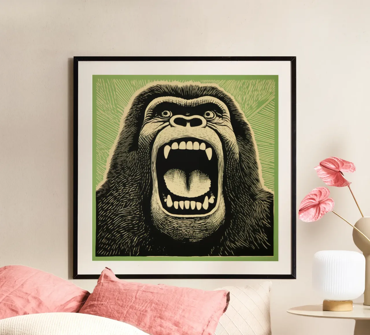 Green Gorilla poster da Minimal Animal Art