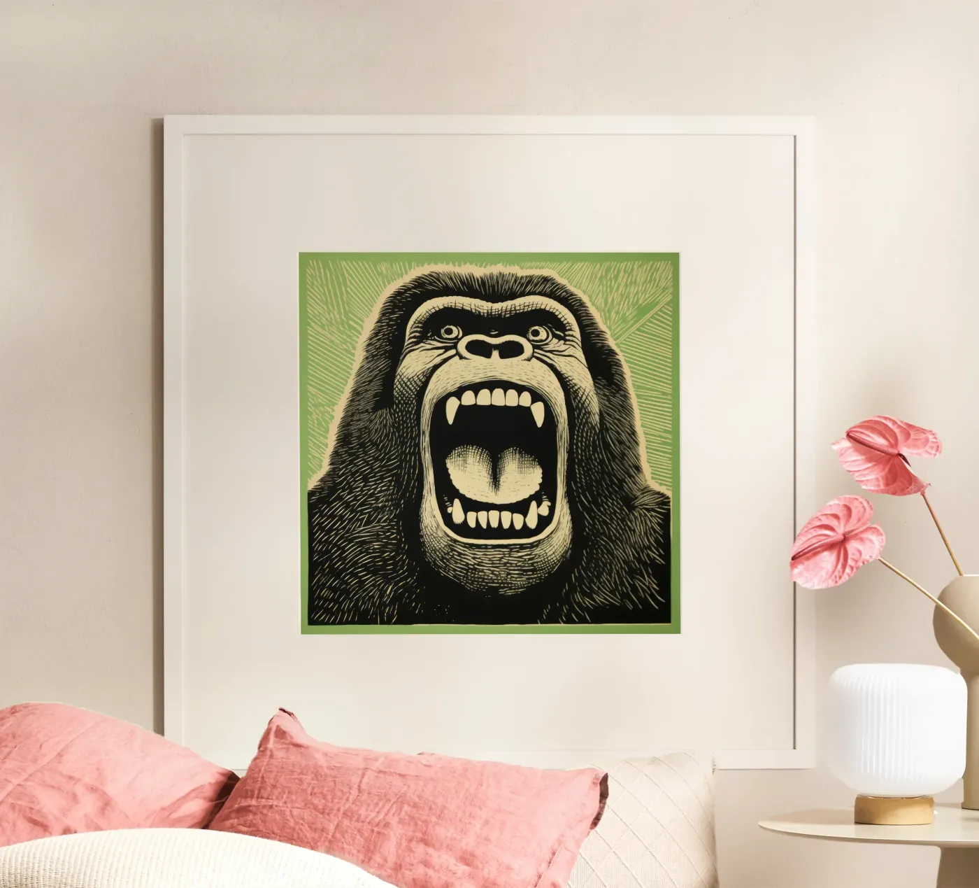 Green Gorilla poster da Minimal Animal Art