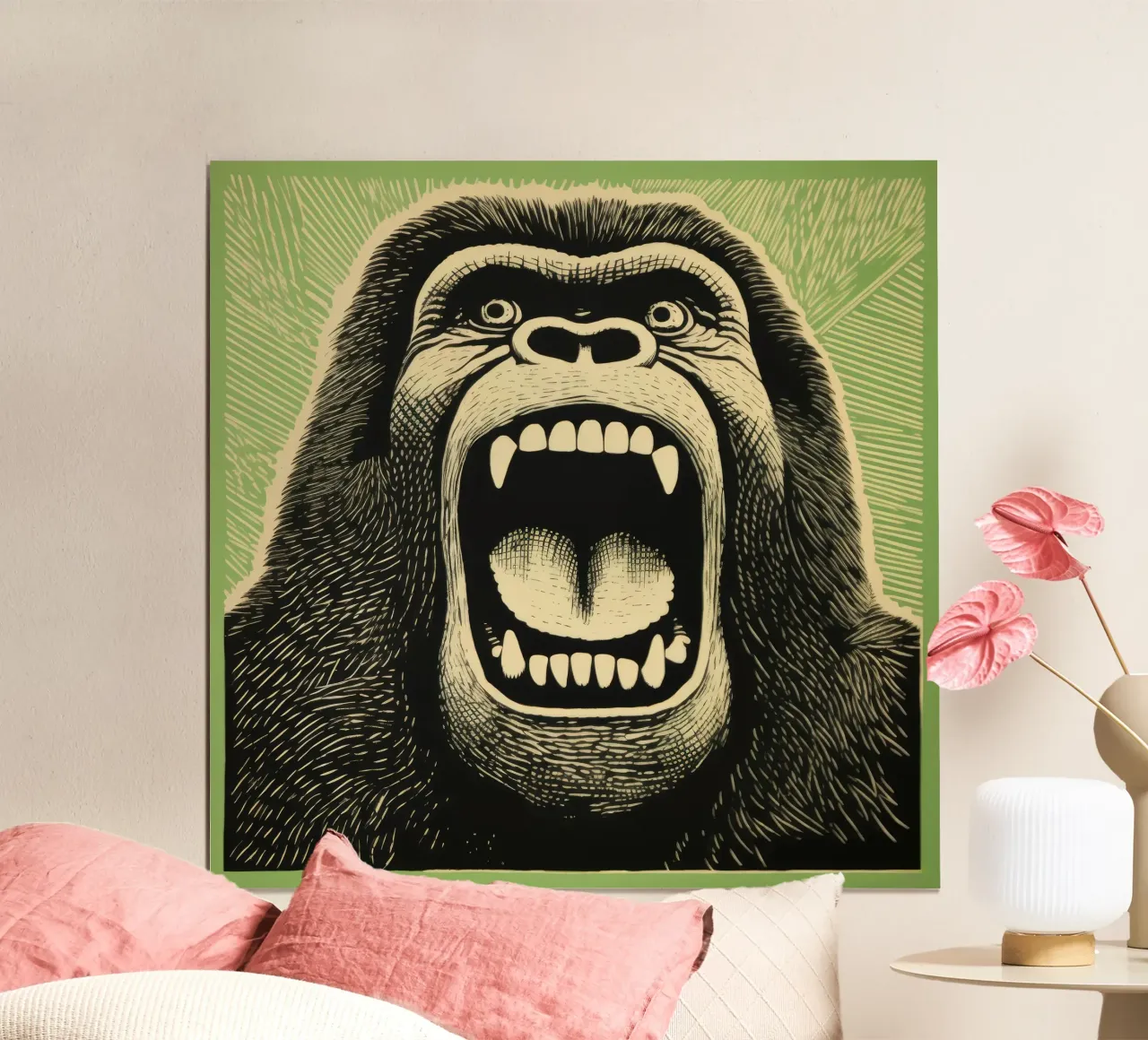 Green Gorilla poster da Minimal Animal Art