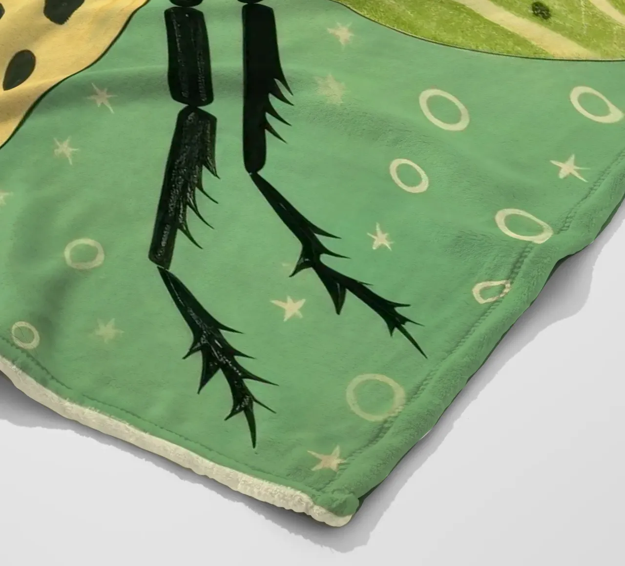 Green Grasshopper 1 fleece blanket by Minimal Animal Art