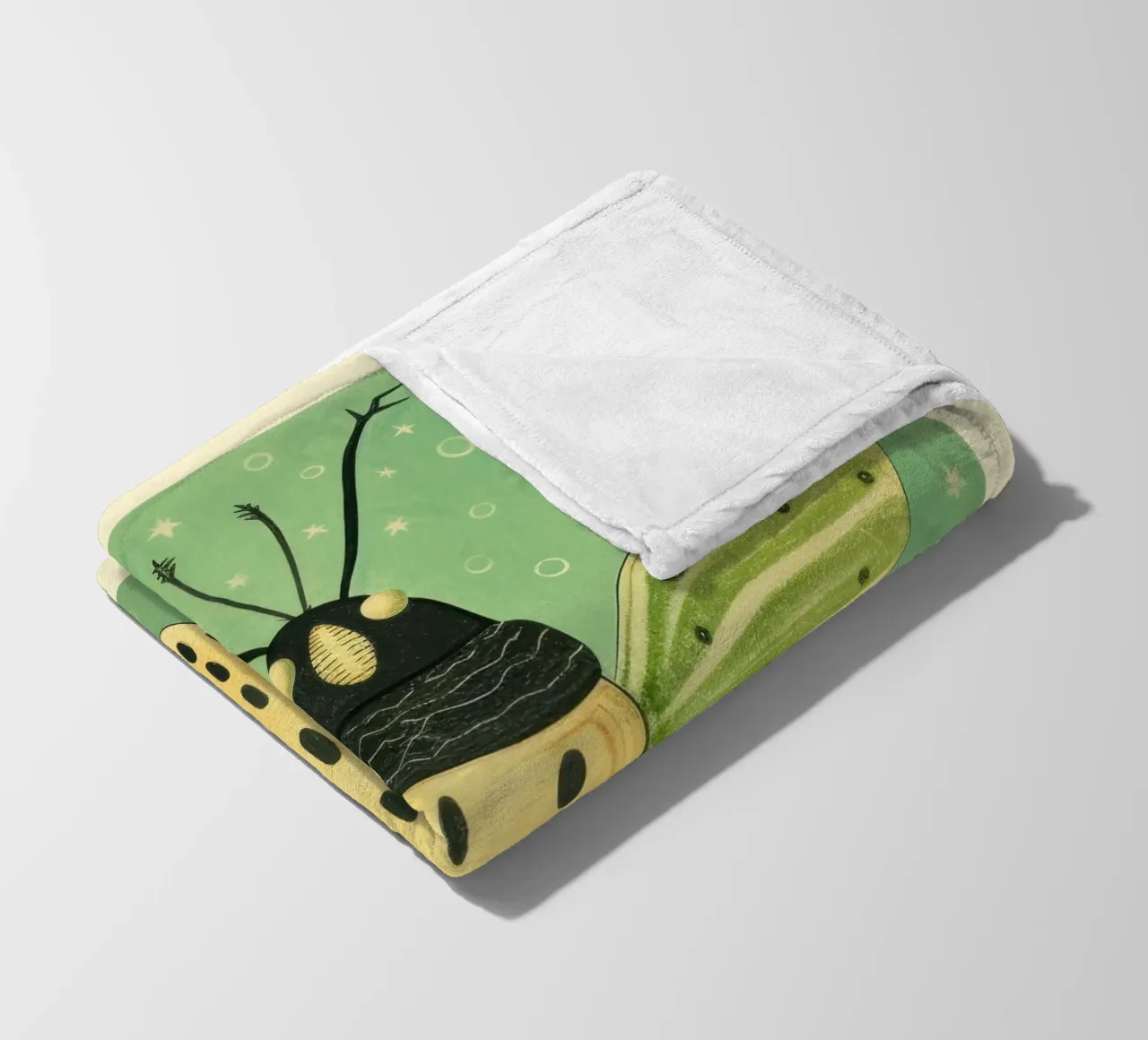 Green Grasshopper 1 fleece blanket by Minimal Animal Art