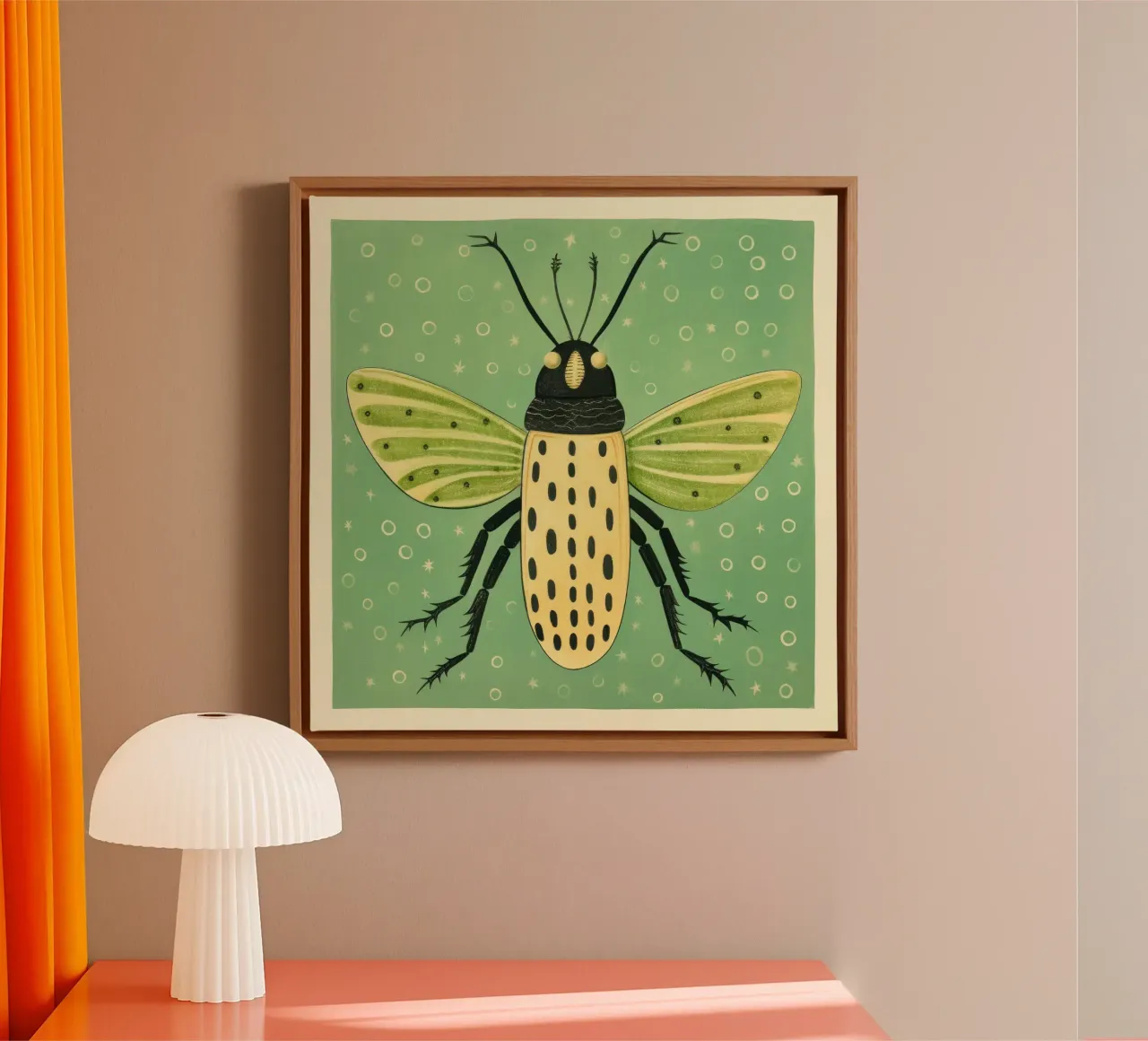 Green Grasshopper 1 canvas by Minimal Animal Art