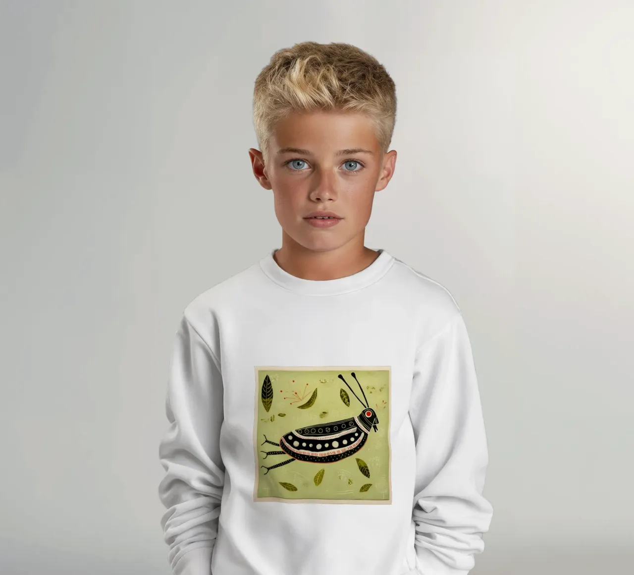 Groene sprinkhaan 2 kinder sweatshirt van Minimal Animal Art