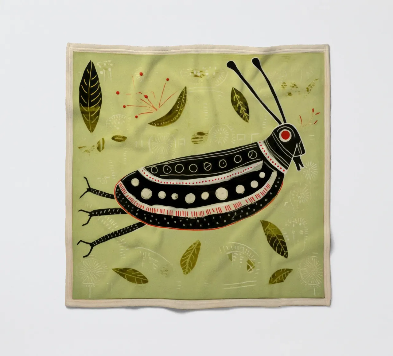 Green Grasshopper 2 fleece blanket by Minimal Animal Art